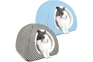 Tierecare 2 Pack Rabbit Hideout Large Bunny Bed Washable Rabbit House and Hideout Fleece Guinea Pig Hiding Hut for Indoor Bunnies Small Animal Hideaway