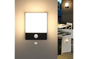Lightsjoy 18W LED Aplique Exterior Pared con Sensor de Movimiento, Lámpara de Pared Exterior Impermeable IP65 Aplique de Pared,para Jardines Pasillo Terraza, 1800Lumen-Blanco Cálido 3000K