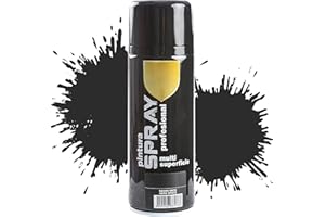 Etrexonline Pintura Spray Multicolor Profesional 400ml, Adecuado Metal Madera y Plástico - Color Negro Mate (Paquete de 1)
