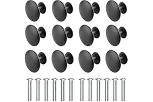 Wajade Round Drawer Knobs 12 Pack Black Cabinet Knobs Drawer Handles Pulls with Screws for Cabinet Wardrobe Drawer Cupboard of Kitchen Bedroom Furniture 30mm