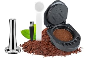 FOVNOT Réutilisable Capsule Adaptateur for Dolce Gusto, Café Capsule Convertisseur Adaptateur Rechargeable Café Capsule Adaptateur avec 41mm Tamper Compatible for Piccolo XS/EDG 606.S/Genio S