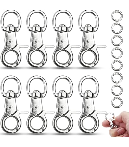 Set 60 Pezzi Moschettoni E Portachiavi - 5 Colori, Anelli 25 Mm - Per Fai Da Te, Borse, Collari Animali - Foto 10