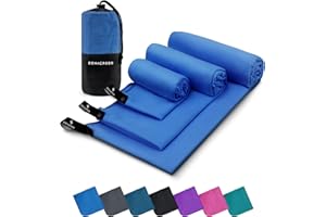 Zenacross Asciugamano Palestra Set di 3 con Borsa per il Trasporto - Asciugamano Microfibra a Rapida Asciugatura e Versatile - Telo Palestra Taglie XS, S, M - Blu