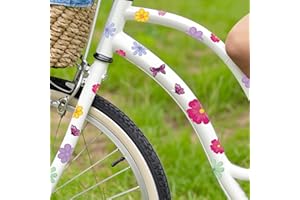 COSYSPARKS Flower Bike Stickers for Frame, 3 Sheets Colorful Bike Decals Waterproof Bumper Stickers Self-Adhesive Car Flower Stickers for Girls and Women