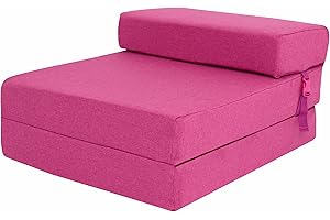 SAPPHIRE Folding Chair Bed – Space Saving Single Sofa Bed for Guests, Soft & Comfortable foldable mattress with Washable Cover, Perfect for Small Rooms & Sleepovers (Fuchsia)
