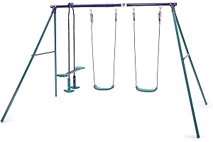 Plum Jupiter Metal Garden Double Swing & Glider Set, Purple & Teal