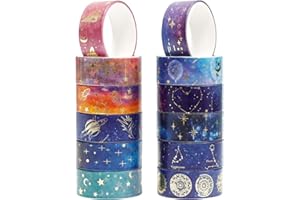 Farmigood 12 Rolls Washi Tape Set, Adhesive Decorative Design Masking Tape Scrapbooking Tape Craft Supplies Purple Stickers for DIY,Arts Craft,Gift Wrapping, Party,Bullet Journals