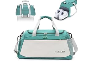 sprecenk 35L Bolsa de Viaje Plegable, Bolsa de Gimnasio Deporte con Compartimento Zapatos, Bolsa Grande de Fin de Semana, Ligera e Impermeable Bolsa Maleta Bebe Hospital para Hombre Mujer, Verde