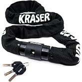 KRASER KR620 Bicycle Lock Chain Anti-Theft Steel &Oslash;6 mm, Security Lock, Swivel Lid, Lightweight Chain Lock Anti-Theft Motorcyc