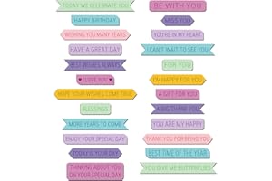 INFUNLY 24pcs Shadow Words Frame Cutting Dies Happy Birthday Words Metal Die Cuts Best Wishes Inspirational Word Die Cuts Embossing for Card Making Birthday Party DIY Craft Scrapbooking