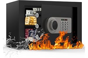 Diyife 16L Digital Home Safe Box with Keys- Upgraded 3 Anti-Theft Bolts, Heavy Duty SPCC Steel Money Safe with Alarm & Light, Dual Opening, Removable Shelf, Wall Mounting for Home/Office/Hotel