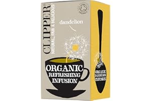 CLIPPER NATURAL, FAIR & DELICIOUS Clipper Organic Dandelion Tea Bags | 120 Dandelion Leaf Infusion Teabags (6 x Boxes of 20) | Bulk Buy for Home & Catering | Caffeine-Free Herbal Tea Bags | Natural, Unbleached & Biodegradable