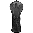 Golf Club Head covers Wood/Irons 1FH DR FW UT for Driver Fairway Hybrid Black PU Leather