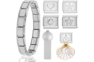 GZGRYTRC Nomination Bracelets for Women Girls Man, Charm Bracelet with 5PCS Bracelet Charms Links and Opening Tools, DIY Jewelry Gifts