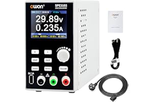 OWON SPE3102 Alimentation de laboratoire programmable (0-30 V 0-10 A), alimentation CC de banc 200 W avec écran LCD 2,8 pouces, sortie monocanal avec logiciel PC et chargement USB