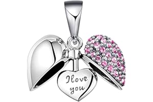 Lovans Zawieszka w kształcie serca, z kryształami, ze srebra wysokiej próby 925, z napisem „I Love You” do bransoletek Pandora, Kauczuk