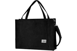 Tibroni Cord Tasche Damen Groß The Tote Bag School Aesthetic mit Reißverschluss Umhänge Tasche Cord, Crossbody Corduroy Bag Shopper für Uni Tasche Arbeit Reisen Einkaufen (16 * 4.7 * 12in)