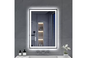 S'bagno Bluetooth-Bathroom-Mirror-with-LED-Lights 700x500mm, LED-Bathroom-Mirror with Defogging Mat, 3000K-6500K, Dimmable, Memory, HD Tempered Glass, IP44 Waterproof, Horizontal/Vertical