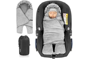 Zamboo Couverture Enveloppante Bébé avec Pieds, Nid d'ange Bebe Hiver Polaire pour Sièges-Auto (Convient Bébé Confort, Cybex, Römer), avec Sac - Gris