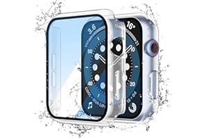 Misxi Transparent Wasserdichtes Hülle mit Gehärtetem Glas Displayschutz für Apple Watch Series SE 3 (2025) / SE2 / SE/Series 6/5 / 4 40mm, Stoßfeste Vollschutz PC Schutzhülle für iWatch, 2-Stück