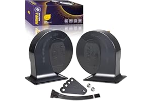 FARBIN Klaxon Moto Puissant Klaon Voiture Klaxon Camion 12V klaxons Escargot Etanche Universel Klaxons Train pour Camion Moto Voiture Bateau (Noir)