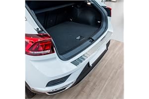 teileplus24 L592 Ladekantenschutz V2A Edelstahl kompatibel mit VW T-Roc 2017- Abkantung, Farbe:Silber gebürstet