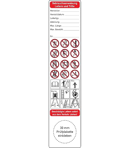 500 Stück DGUV 208-016 Prüfplakette – 30 Mm, Blau – Für Leitern & Tritte – Wiederkehrende Prüfungen, Wetterfest, Permanent Haftend – Qualitätsdruck Vom Hersteller