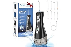 OGVDOE Jet Dentaire Hydropulseur Portable, 320 ML Water Flosser Réservoir avec 3+DIY Modes et 8 Buses Detartreur Dentaire, USB Rechargeable et Étanche IPX7,Hydropulseur Dentaire pour la Maison et les Voyages