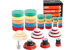 SPTA Éponges de Polissage, 43Pcs 30mm 50mm et 80mm Kit de Polissage Pad Éponge à polir Kit pour Voiture Ponçage Polissage pour Polisseuse Machine à polir -POSWMIX36