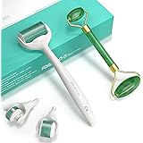 Derma Roller Cosmetic Microneedle Face Jade Roller, ETEREAUTY 4 in 1 Dermaroller 0.5mm/1.0mm/1.5mm for Skin Regeneration, Ant