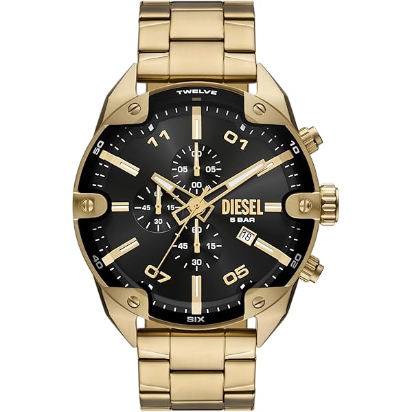 Diesel Spiked Analog Black Dial Men's Stainless Steel Watch-Dz4627