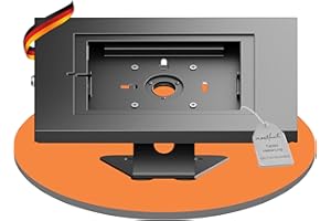 conecto Thekenhalterung für Tablet, mit abschließbarem Stahlgehäuse für Tab A 10.1 (2019)/ Tab A7/ S6 Lite 10.4/10.5"/11 und iPad 5/6/7/8/9/ Air 9.7"/ 10.5"/10.9"/ IPad Air 9.7"/10.5"/11, schwarz