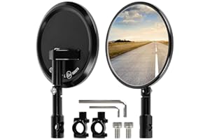 Evermotor Lusterko na kierownicę z certyfikatem E, obracane o 360°, ze stopu aluminium, okrągłe lusterko motocyklowe, 7/8" 22 mm, kompatybilne ze skuterem, skuterem, skuterem (2 sztuki)