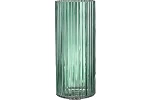 KAYLETIN Grüne Glasvase, Glas-Blumenvasen, Grüne Geriffelte Vase, Hohe Zylinderglasvasen für Wohnzimmer, Couchtisch, Esstisch, Büro, Hochzeit, Regal, 30 cm