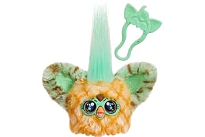 Liten Furby Furblets Min-Tee i plysch, glasstema, grön, musik och ljud, matleksaker för barn från 6 år