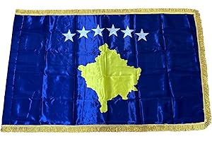 PLMVI Kosovarische Flagge Premium Qualität 150x90cm aus fein Polyester - Kosovo Flagge - Flamuri i Kosovës - Flamuri i Kosovës me cilësi të lartë 150x90cm - Kosovo Flag 150x90cm