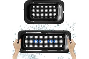 VVHIPPO Colador para Fregadero, 2 Piezas Colador Sobre el Fregadero (34,5-47,5), Escurridor Plegable de Cocina, Sin BPA, Cesta Coladora Extensible para Lavar Frutas Verduras - Negro