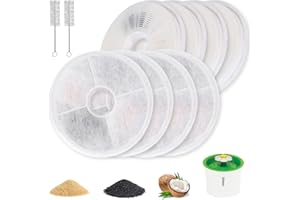 SAIERTE 8 Filtres Fontaine à Eau pour Chat – Filtre pour Fontaine à Chat 3L, filtre fontaine eau chat, Compatible Fontaine Fleur Fourni avec 2 brosses de nettoyage