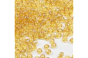 Tibaoffy Trasparente Oro chiaro Colorato Perline Dimensione 6/0 Perle di Vetro del Seme dei Mestieri 4 mm per la Fabbricazione dei Gioielli (Totale Circa 100g Circa 1200 Grani‌)