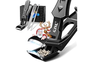 GJNL Nail Clippers for Thick Nails, Christmas Gifts Stocking Fillers for Men, Ergonomic Angled Toe Nail Clippers with Wide Jaw, Heavy Duty Toenail Clippers with Catcher, Novelty Gifts for Men Women