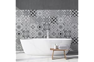 RE-COVERTILES - Adesivi per Piastrelle Bagno e Cucina 10 Pz 20x20 cm - PS00096 Decorazione murale in PVC impermeabile mattonelle mosaico stile cementine Azulejos