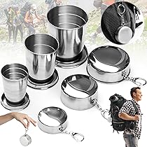 Set 2 Tazze Pieghevoli Acciaio Inox 75ml - Con Posate, Per Campeggio E Viaggi - Foto 9