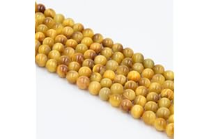 Asingeloo Perles de 6 mm en œil de tigre doré naturel - Pierre d'énergie et de guérison - Pour la fabrication de bijoux