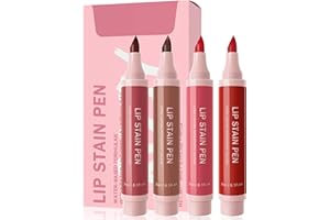 LYSDEFEU Pennarello Labbra No-Transfer, Set Di 4 Matita Per Contorno Labbra Altamente Pigmentata, Rossetto Idratanti Opaco Impermeabile A Lunga Durata, Lip Stain Effetto Tattoo Naturale, Lip Liner Pen