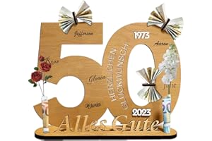 AOMAIGAD Libro de Visitas de Letrero de Madera ,2023 Tarjeta felicitacion 50 años Cumpleaños Regalos - Aniversario Bodas Regalos - de Madera Libro de Visitas- Cumpleaños Dinero Regalo Letrero de Madera (50)