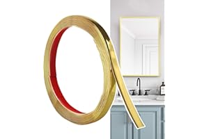 Hengrongshen Modanatura Adesiva per Pareti Oro Opaco (6M x 1cm) Facile da Tagliare e Incollare, Strisce Decorative Flessibili in PVC per Cornici, Specchi, Soffitti, Pavimenti, Armadi, Piastrelle