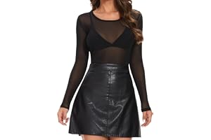 Maglietta Donna In Rete Trasparente Maniche Lunghe | Tunica Leggera Sheer, Tulle Elasticizzato