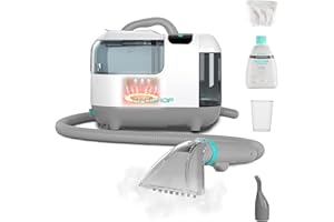 HAUSHOF StainZapper Vapo - Lavatappeti Portatile a Vapore 1200W, 1,8L Lava Tappezzeria con Riscaldamento per Sedili Auto, Moquette e Tappeti, pulitore a vapore per cucine e bagni Con 750ml Detergente