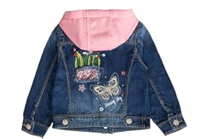 Peacolate 2-10 ans Petites Filles Sequin Manteaux Broderie Denim Veste
