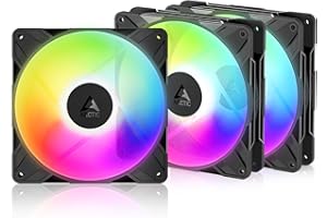 ARCTIC P14 Pro Reverse A-RGB – 3 Pack – 140 mm Najwyższej jakości wentylator rewersyjny z rozdzielaczem, PWM z rozgałęźnikiem kabla Y, 400-2650 rpm, 0 rpm <5% PWM, 5V D RGB, FDB, 4-Pin - Czarny